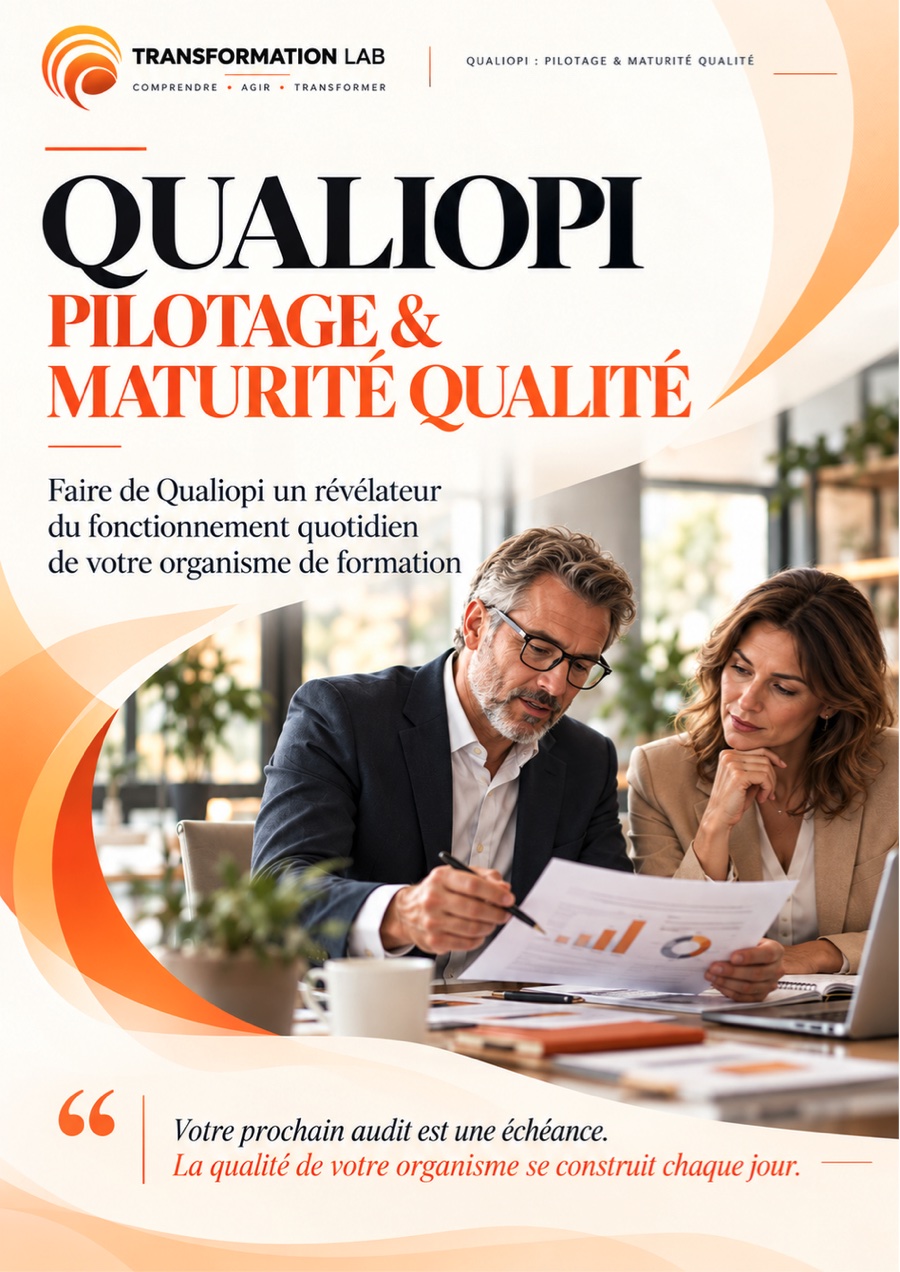 Couverture du livre blanc Qualiopi : pilotage et maturité qualité — Transformation LAB