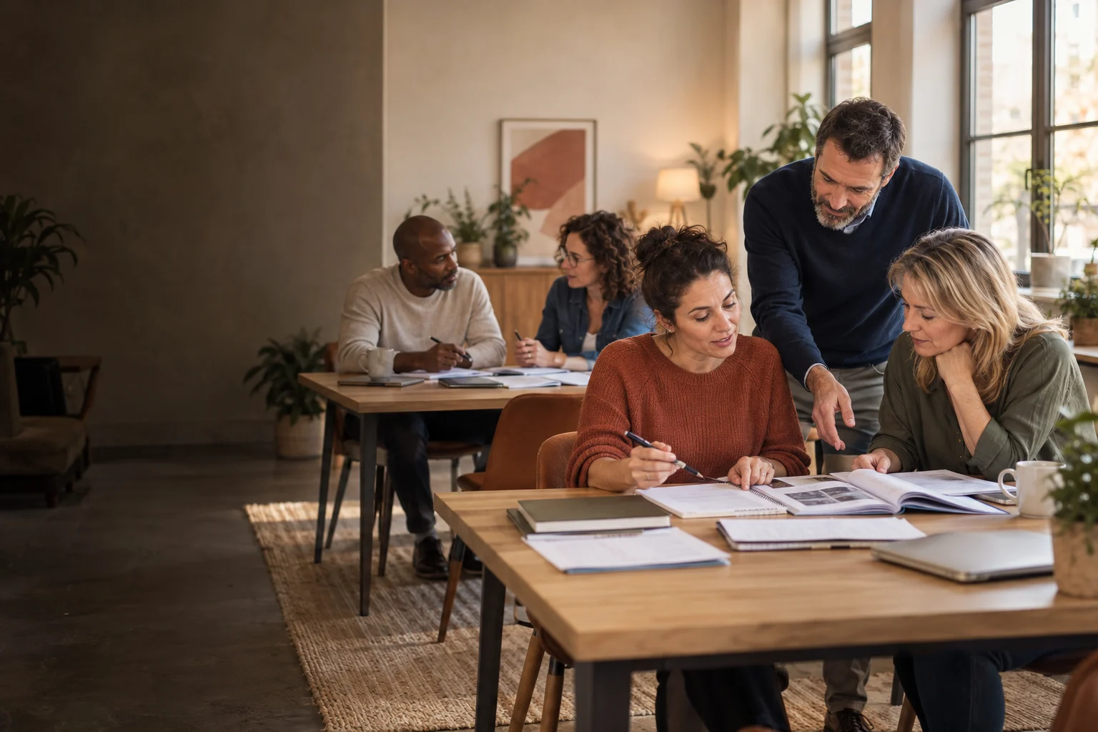 Atelier de VAE collective : travail en binômes accompagné par un formateur